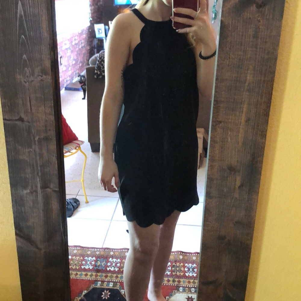 Scallop accent black dress